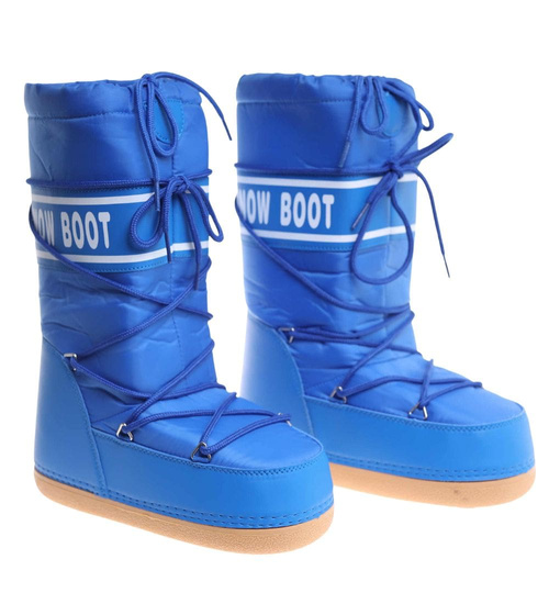 Niebieskie wysokie kozaki śniegowce damskie /D7-1 18593 T235/