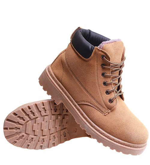 Zimowe karmelowe ocieplane trapery męskie /A9-3 17126 T399/