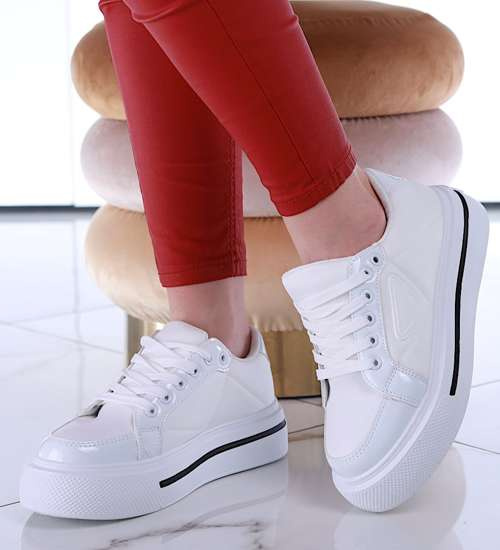 Białe damskie trampki na platformie /G2-3 13503 S235/