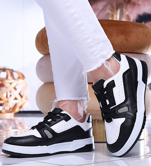 Czarno białe damskie buty sportowe /G5-2 14006 S372/