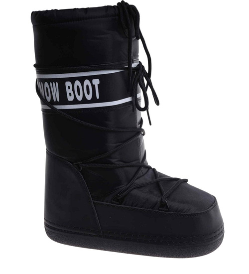 Czarne wysokie kozaki śniegowce damskie /A9-1 18462 T235/