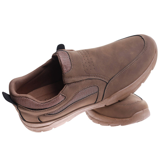 Wsuwane brązowe męskie buty sportowe /E8-3 17358 T484/