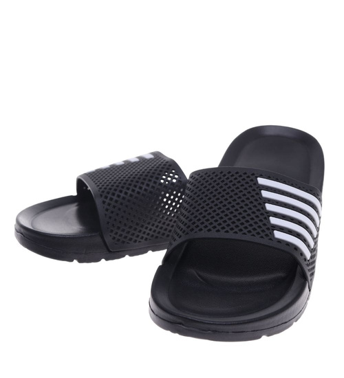 Klapki damskie na basen wodoodporne czarne ażurowe /F7-1 18638 T187/