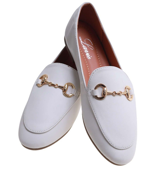 Wsuwane białe baleriny lordsy /C6-3 17198 G18-45/