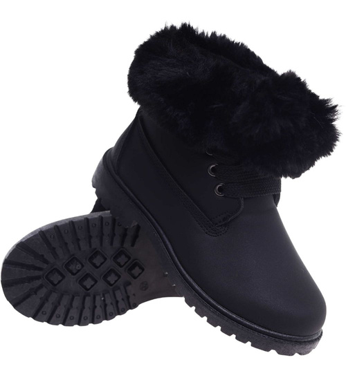 Czarne dziewczęce trapery z futerkiem /D9-2 12735 T492 +H2/