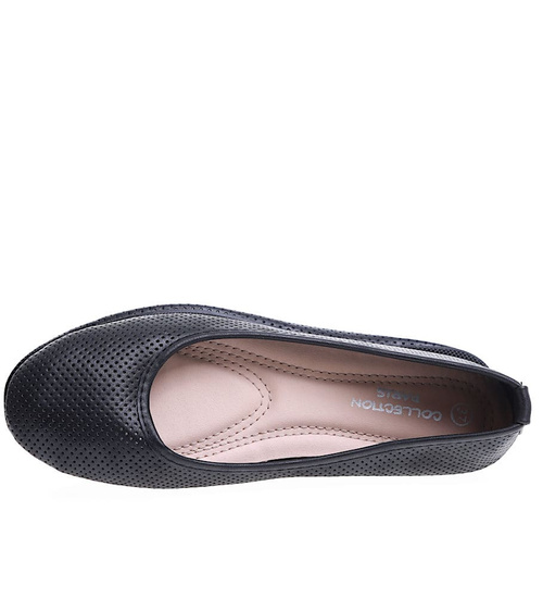 Ażurowe czarne balerinki /A8-2 15651 T192/