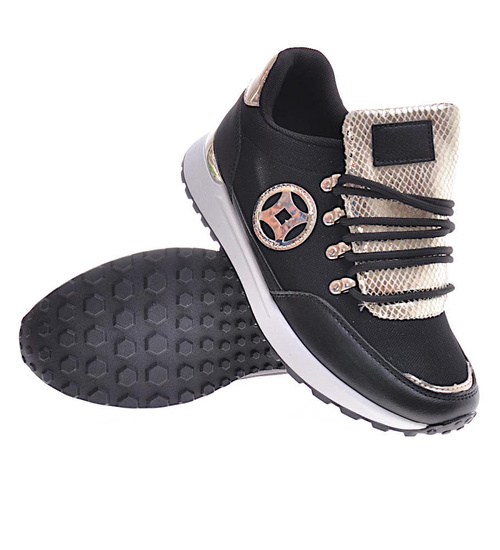 Modne damskie buty sportowe Czarne /C1-2 12349 T697/