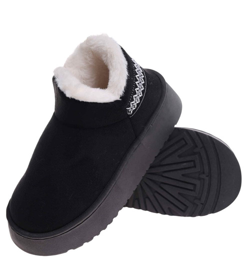 Krótkie kozaki śniegowce czarne ocieplane /A10-1 18419  T266/