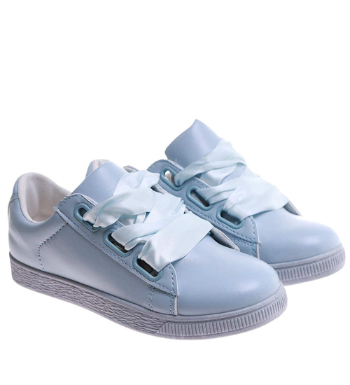 Wiązane trampki damskie pastelowe Baby Blue /A3-3 17510 W192/