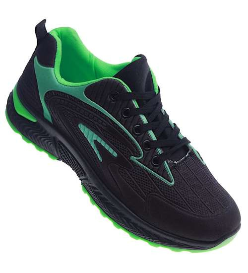 Czarno zielone męskie buty sportowe /C6-3 13424 T346/ Czarno zielone męskie buty sportowe /C6-3 13424 T346/