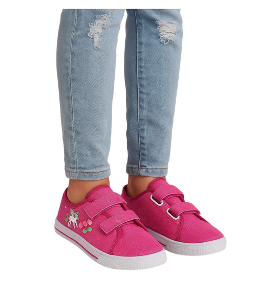 Fuksjowe tenisówki dla dziewczynki na rzepy /E6-1 18109 T189/