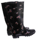 Kalosze damskie Czarne wysokie gumiaki w kwiaty /C3-1 17792 T349/