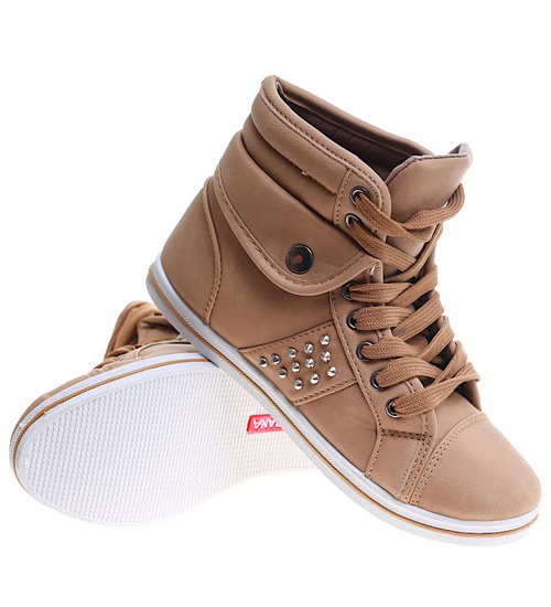 Dziewczęce trampki z wysoką cholewką Khaki /G4-1 7952 S192/