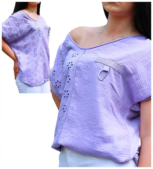 Fioletowa bawełniana bluzka damska /H UB755 S298/