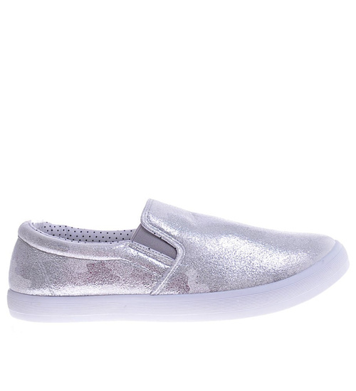 Wsuwane srebrne trampki slip on /G2-3 11195 T108/