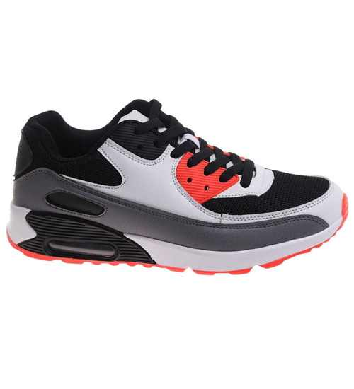 Sznurowane czarno pomarańczowe buty sportowe męskie /E6-2 17964 W388/