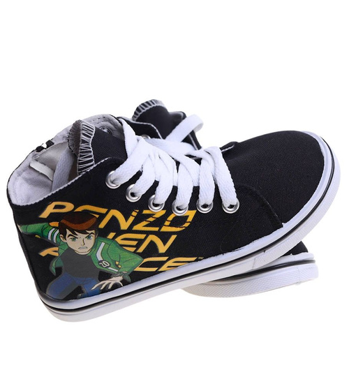 Sznurowane czarne trampki chłopięce /C6-1 7549 S097/