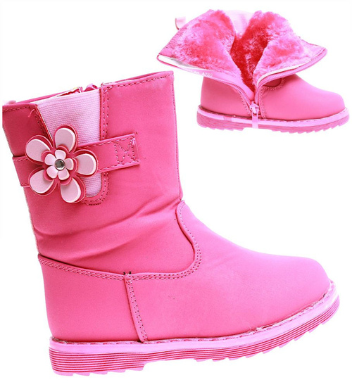 Ocieplane fuksjowe kozaki dziewczęce /b3-2 17142 T292/