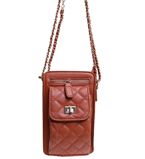 Brązowa mała torebka listonoszka z łańcuszkiem /H2-K13 TB525  M235/