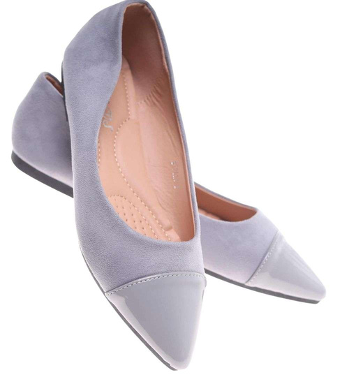 Szare baleriny damskie z zamszu /E1-2 18708 T087/