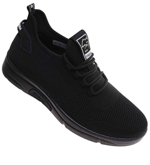 Wsuwane ażurowe czarne męskie buty sportowe /G9-1 17998 GF285 +H2/