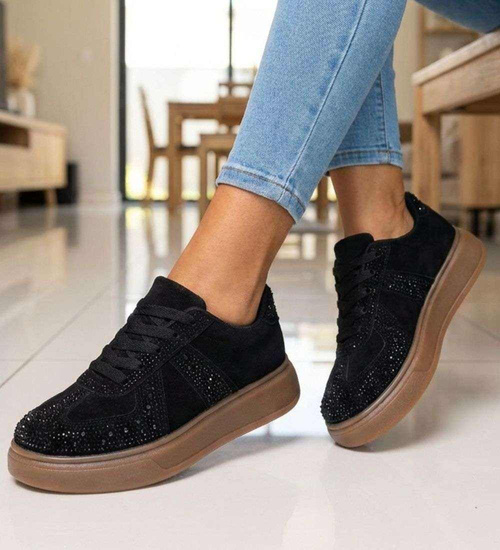 Czarne trampki damskie na platformie /A2-1 18814 W288/