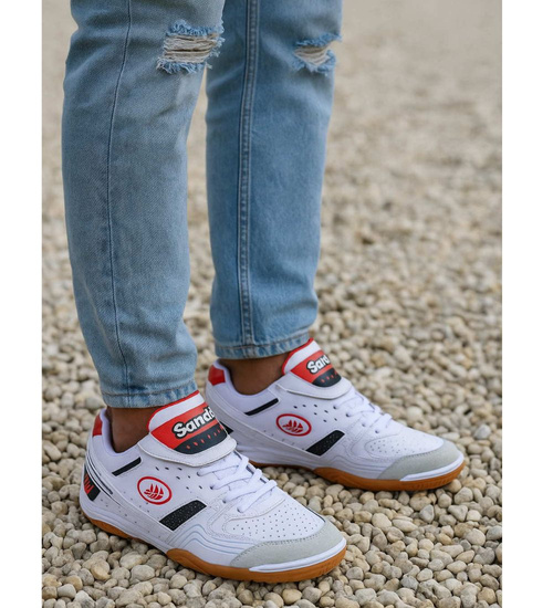 Białe sznurowane trampki halówki męskie /E1-2 18149 T481/