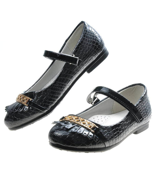 Czarne dziecięce balerinki z paseczkiem /D7-3 4698 S076/