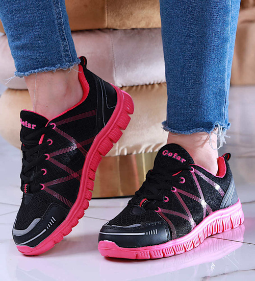 Czarno fuksjowe lekkie buty sportowe /G8-3 13747 S203/