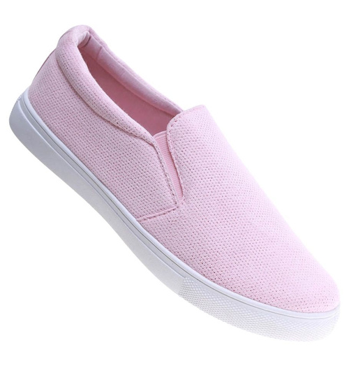 Wsuwane pastelowe trampki damskie slip on Różowe /G8-2 13607 T171/