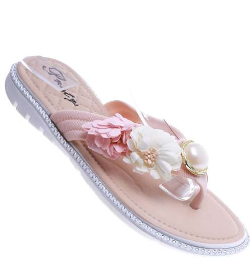 Plażowe beżowe klapki japonki /F1-1 14440 T097/ Plażowe beżowe klapki japonki /F1-1 14440 T097/