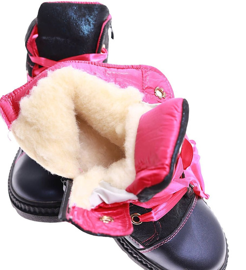 Botki trampki ocieplane granatowe dziewczęce /E7-3 16983 T198/