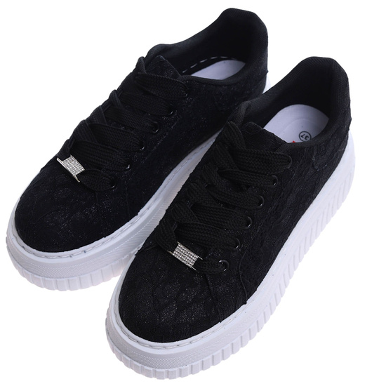 Czarne koronkowe trampki na platformie Seastar /G4-2 17409 S499/