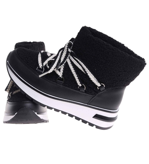 Zimowe botki śniegowce z futerkiem Czarne /A2-118568 W341/