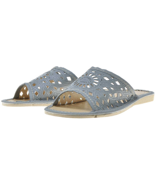 Domowe damskie klapki z Podhala SZARE  /A4-1 6141 S172/