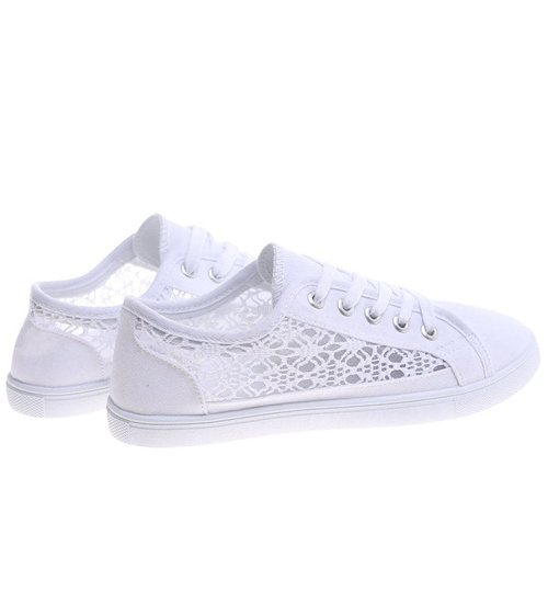 Koronkowe ażurowe białe tenisówki /G12-2 16290 T287/