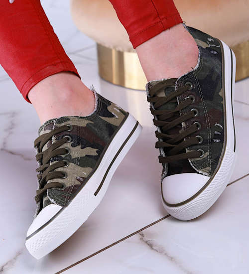 Sznurowane moro trampki damskie  /F3-2 13474 T199/