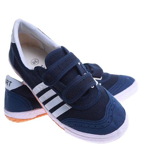 Chłopięce granatowe trampki halówki na rzep /A4-1 17642 T137/