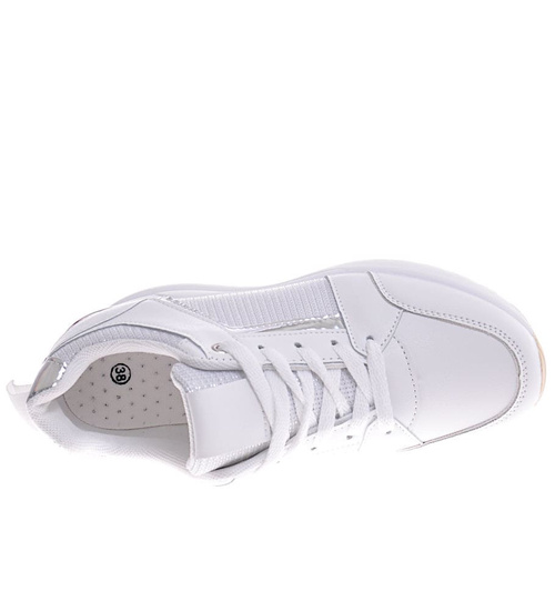 Białe trampki sneakersy na koturnie /E3-2 11565 W498