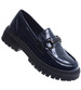 Granatowe półbuty loafersy na platformie /G1-3 15445 T284/