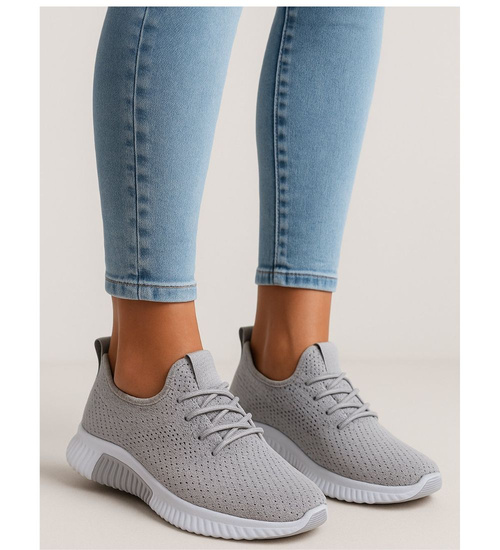 Wsuwane ażurowe szare buty sportowe /A9-2 17988 T281/
