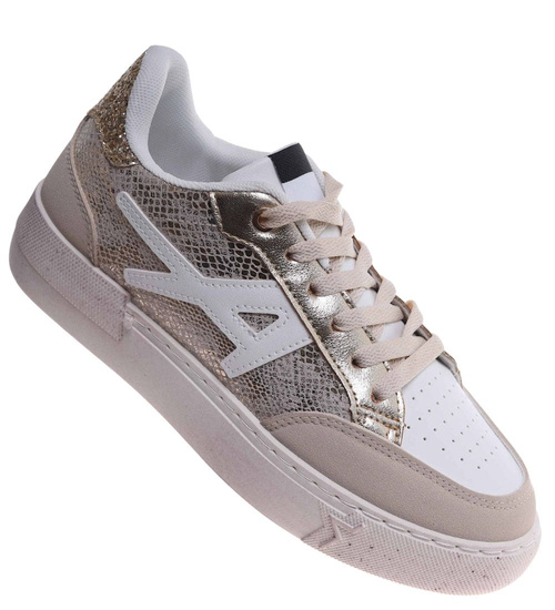 Trampki damskie sznurowane złote /i6-2 H2 18477 W16-6/