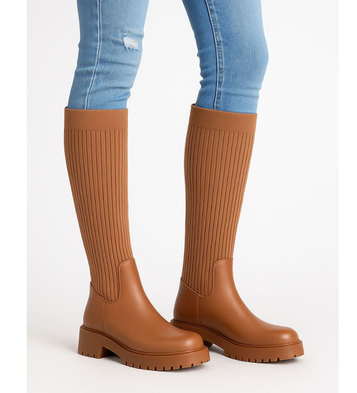 Damskie kozaki z elastyczną cholewką Camel /D4-1 9664 T30/