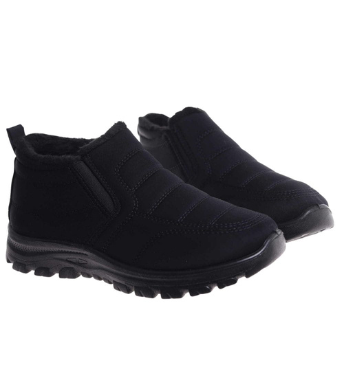 Czarne zimowe botki męskie /E6-2 18431 T485/