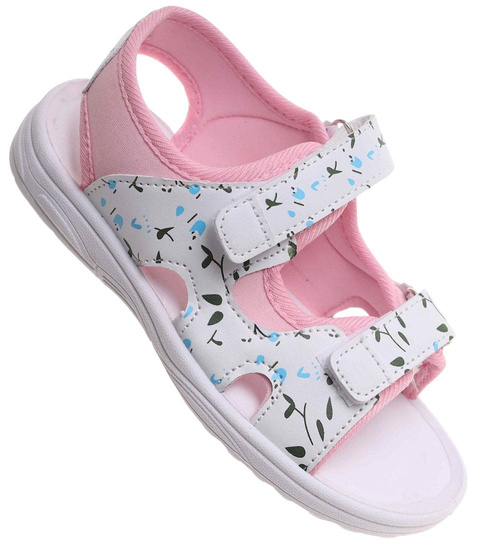 Biało różowe sandały dla dziewczynki /F6-2 17885 T294/