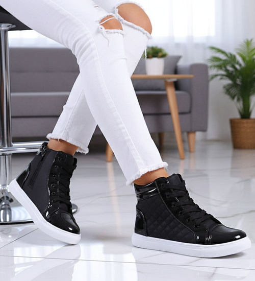 Czarne trampki z wysoką cholewką /G6-3 9386 S193/