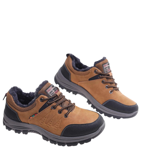 Grubo ocieplone wiązane buty trekkingowe Camel /C3-2 18469 T582/