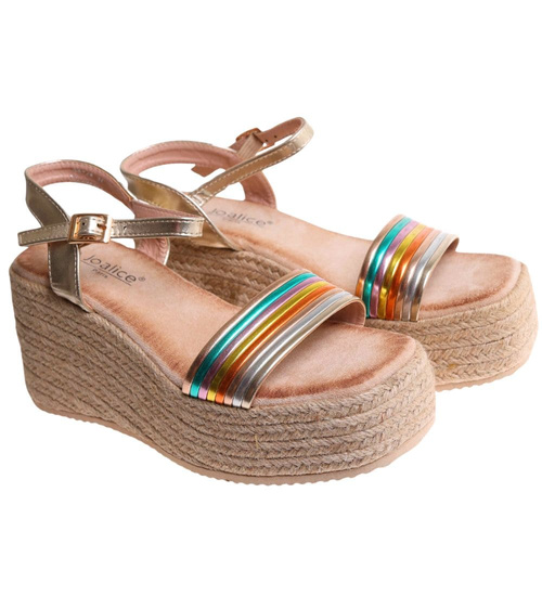 Sandały damskie na koturnie i platformie Kolorowe espadryle /A6-1 17870 G187/