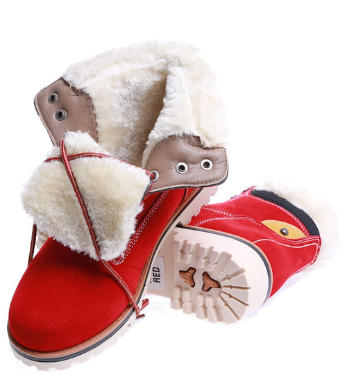 Ocieplane czerwone trapery damskie /C3-2 15009 T496/