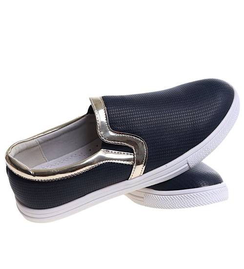 Dziewczęce granatowe trampki slip on /F5-1 11713 T193/